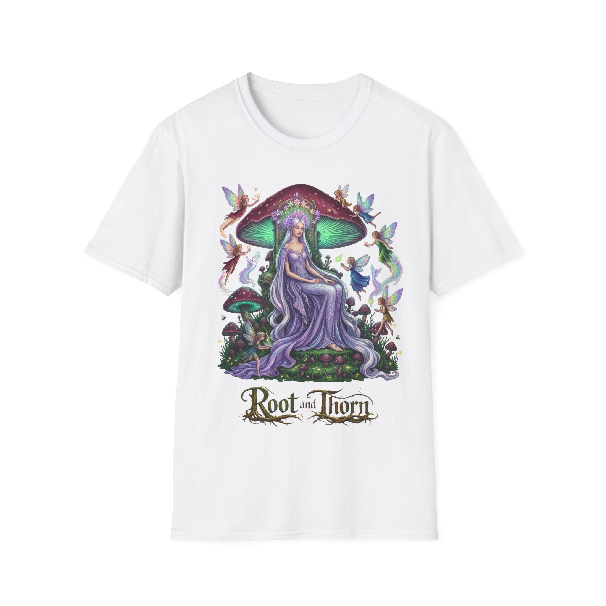 Mushroom Fairy T-Shirt — "Root and Thorn" Fantasy Forest Graphic Tee